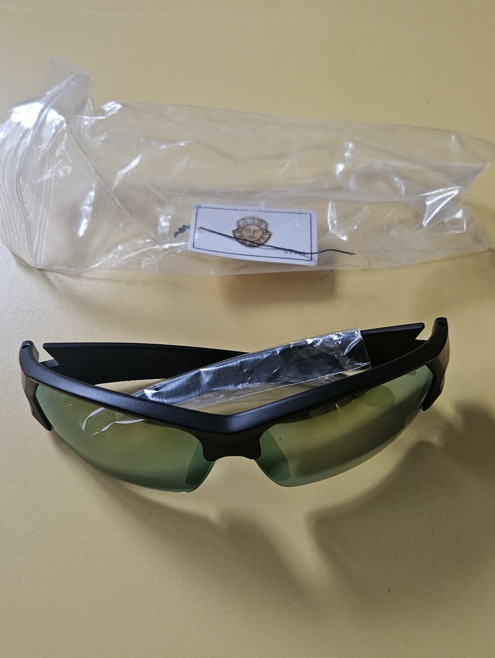 Black Sports Safety Glasses with Green Lens Work Glasses Job Glasses
